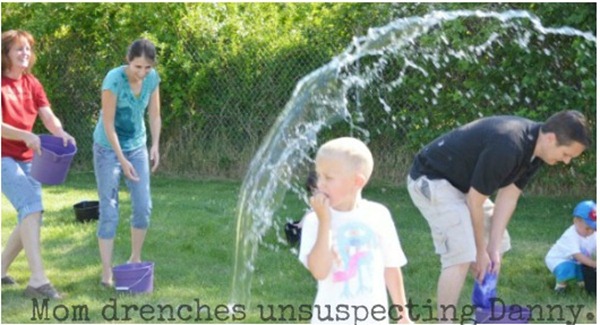 DIY Olympic Games Water Bucket Relay Adults collage