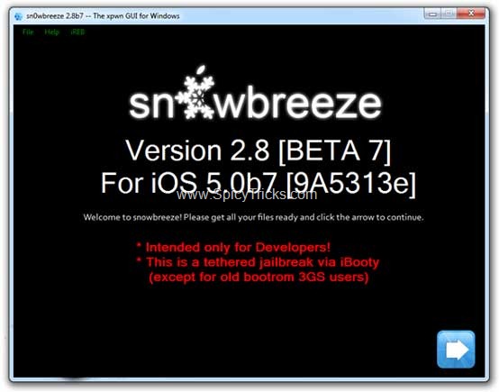 Sn0wbreeze 2.8b7 Released For iOS 5 Beta 7 Jailbreak