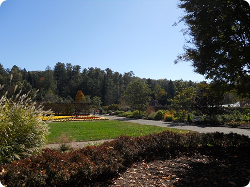 Side view of the gardens