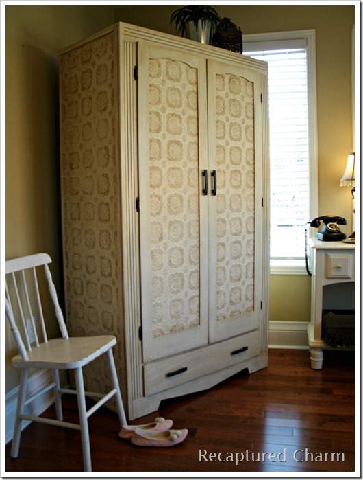 wallpapered armoire 057a