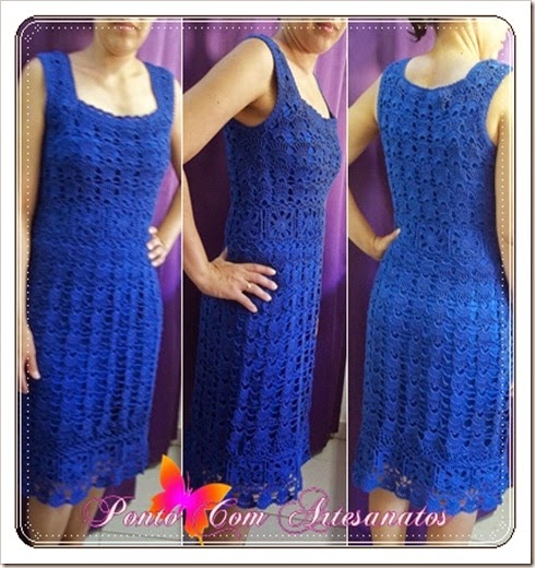 Vestido de crochê - azul royal Vestido de crochê - azul royal