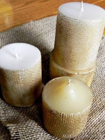 burlap textured candles