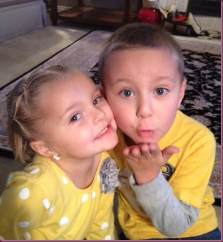 Chloe and Connor blowing kisses to Kya