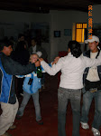 The celebration moves inside at the interpretation center in Huembo, Peru.
