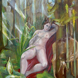Geheimnisse des Waldes/ weiblicher Akt, Öl auf Leinwand, 80x100 cm,Copyright by   O.Weinreich