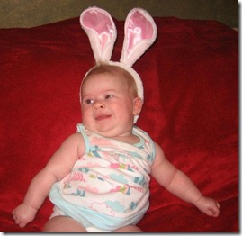 Ava with bunny ears.