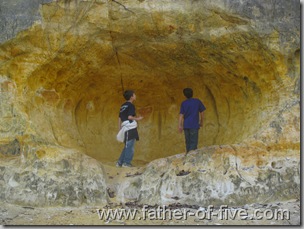 The boys found this sandstone cave.