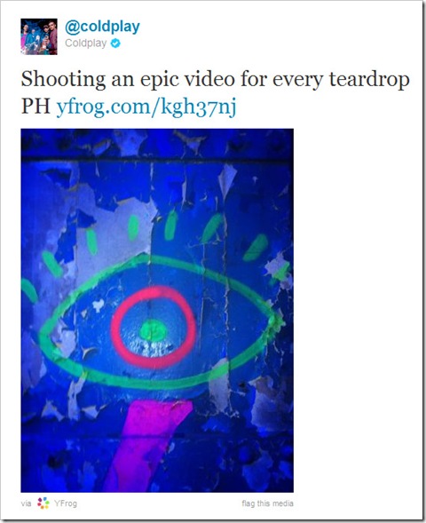 Twitter - @coldplay- Shooting an epic video for ... Twitter - @coldplay- Shooting an epic video for ...