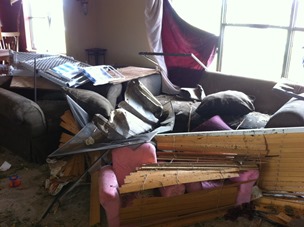 Tornado Damage Living Room