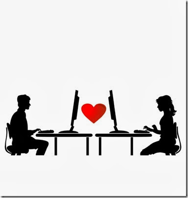 Two people communicate through the Internet. A vector illustration Two people communicate through the Internet. A vector illustration