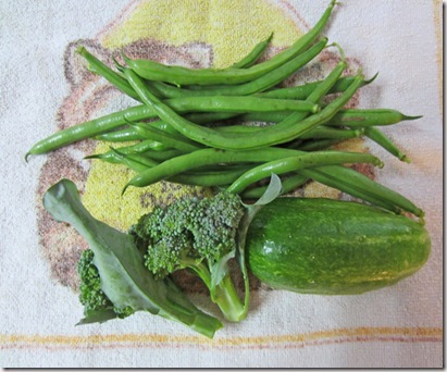 Beans, cuke and broccoli