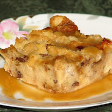 Cranberry and Raisin Bread Pudding with Caramel Sauce