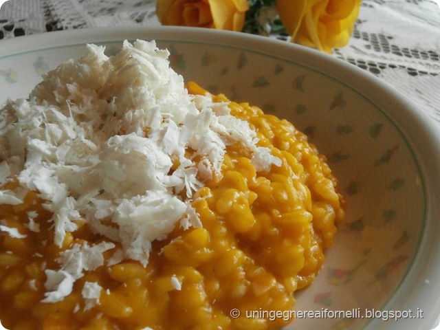 risotto zucca pumpkin rice ricotta salata cheese smoked salmone salmone affumicato primo