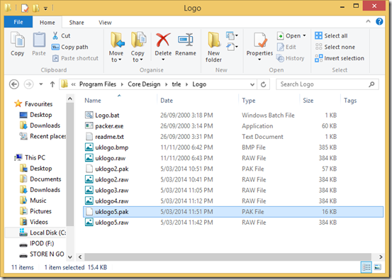 Logo folder screenshot showing pak file Logo folder screenshot showing pak file