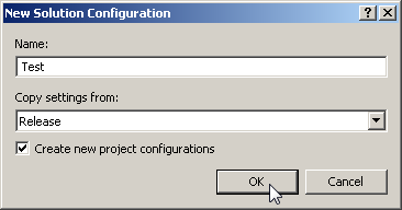 New Solution Configuration named Test