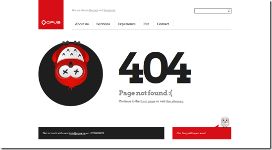 404 Error Page Design - Opus
