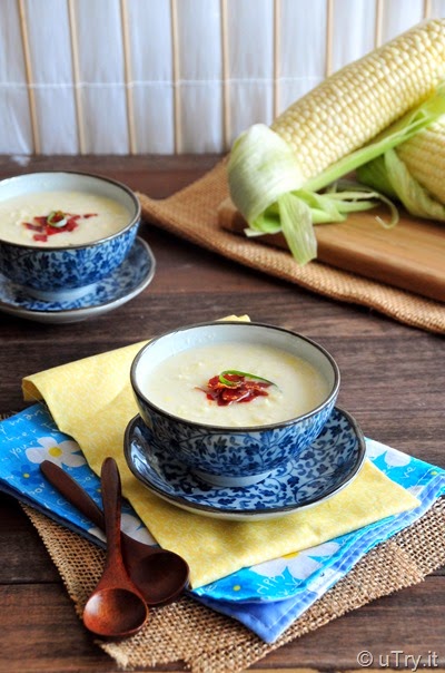 Creamy Sweet Corn Soup with Crispy Prosciutto  http://utry.it  @utry.it
