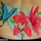 Blue butterfly lower back - tattoos for men