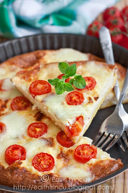 fritatta cu branza si rosii cherrry