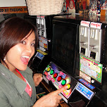 yuka on the slot machine in Roppongi, Japan 
