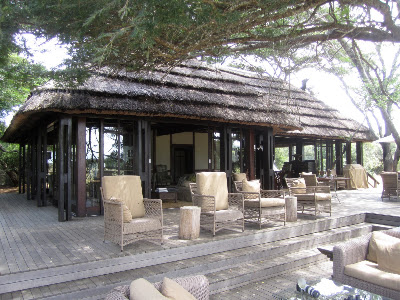 View of the main lodge from the deck outside.