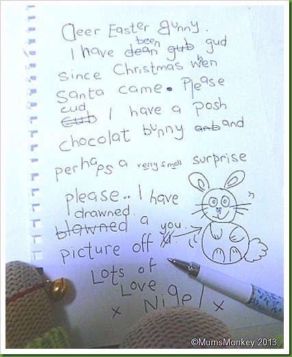 Letter to easter Bunny. Letter to easter Bunny.