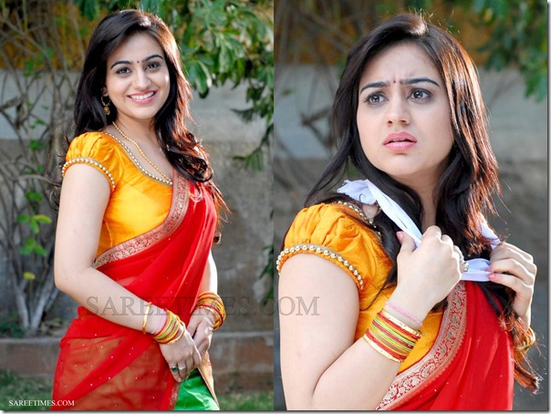 Aksha_Red_Green_Half_Saree