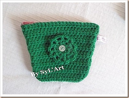 Pochette Trap&egrave;ze Crochet  vert By SyL'Art