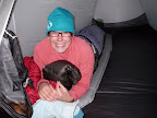 All cozy in the bag waiting for me to dump my stuff in the tent and start dinner and water.