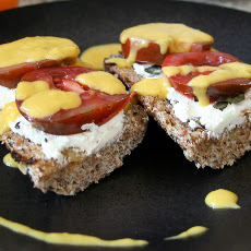 Heirloom Tomato with Mango Vinaigrette on a Toasted Baguette