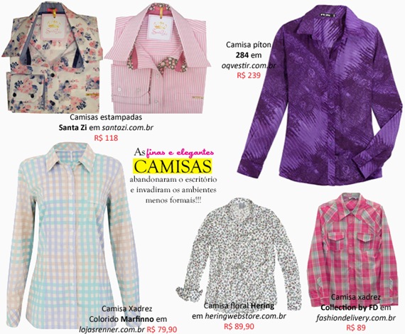 Onde comprar: Camisa xadrez feminina e outros modelos com estampas Onde comprar: Camisa xadrez feminina e outros modelos com estampas