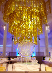The medallion reflected all that shimmered in the room -- especially the chandelier.
