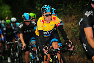 Sir Bradley Wiggins in the peloton
