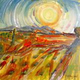 Sommerabend am Siebengebirge. Öl auf Leinwand. 70x70 cm. Copyright 2008 by O. Weinreich