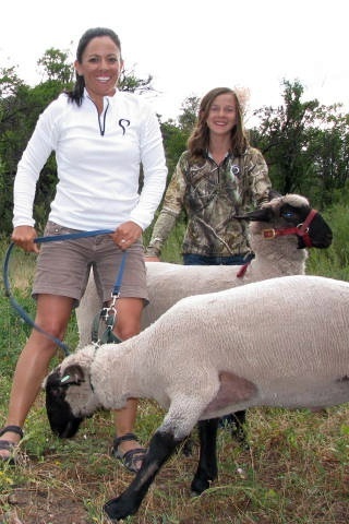 Mom & the Little Gal running the sheep.jpg