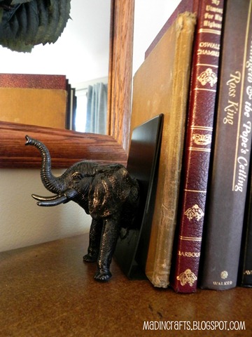 dollar store faux bronze elephant bookend