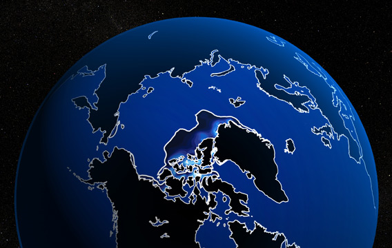 A computer climate model by the National Center for Atmospheric Research predicts an ice-free Arctic by 2040. Graphic: NCAR