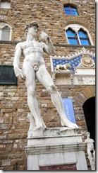 Eine Kopie des David (Michelangelo Buonarroti) vor dem Palazzo Vecchio