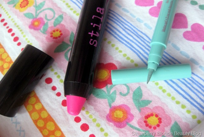 Stila-Afterglow-Electric-Pink-lip-crayon-aqua-liner