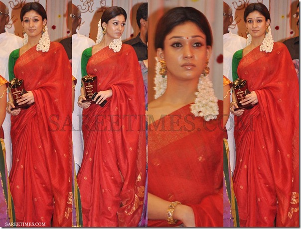 Nayanathara_Red_Traditional_Saree