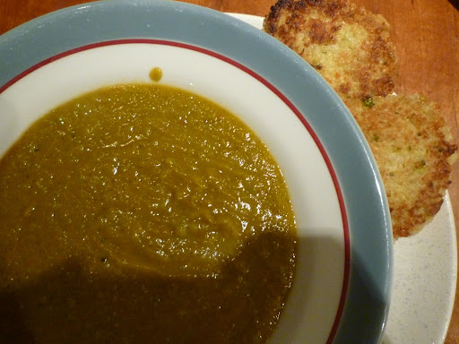Soup with fritters on the side