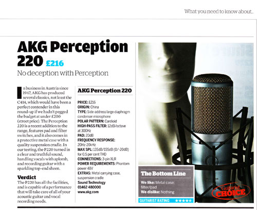 AKG | Perception 220 | AKG Perception 220 Guitarist magazine review
