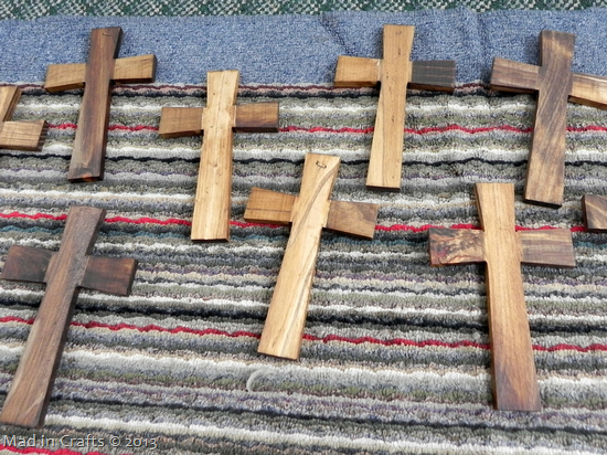 stained wooden crosses