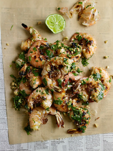 Grilled Shrimp with cilantro, lime and peanuts. (Martha Stewart Living) Grilled Shrimp with cilantro, lime and peanuts. (Martha Stewart Living)