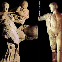 62 - Figuras de las luchas de centauros contra lapitas del timpano de Zeus en Olimpia