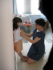 Our adorable little flowergirl Nico, got some fashion help from Corinne.