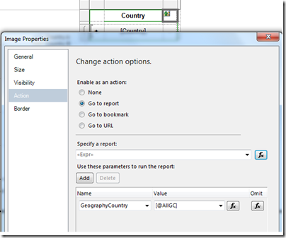 Setting action for Reset icon