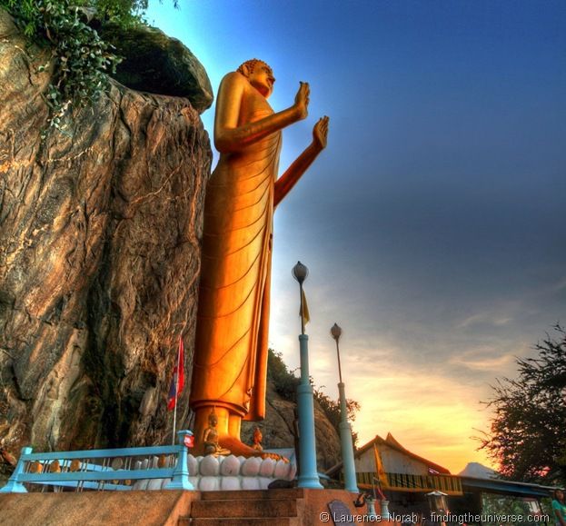 Buddha statue sunset Hua Hin Takieb Village beach