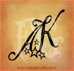 AK fantasy tattoo monogramma con stelle by diyartcraftcom 