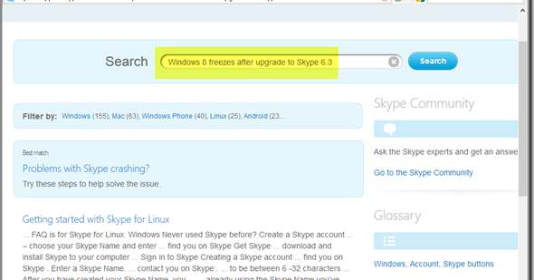 skype login problem windows 8
